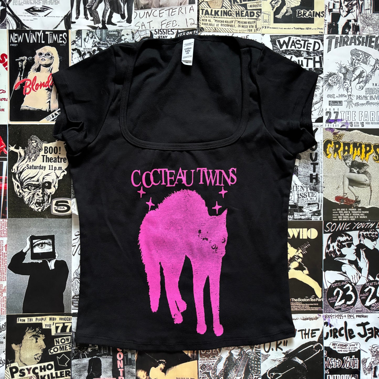 Cocteau black/pink square neck baby tee