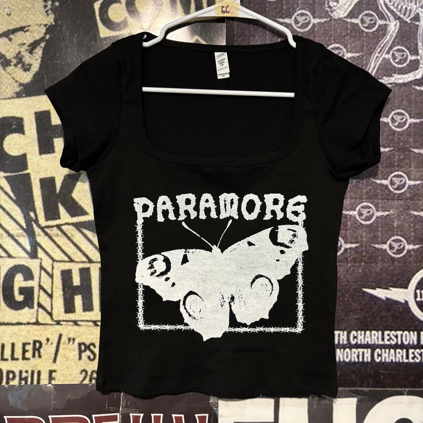 Paramore black square neck baby tee