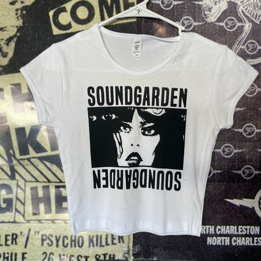 Soundgarden white cropped baby tee