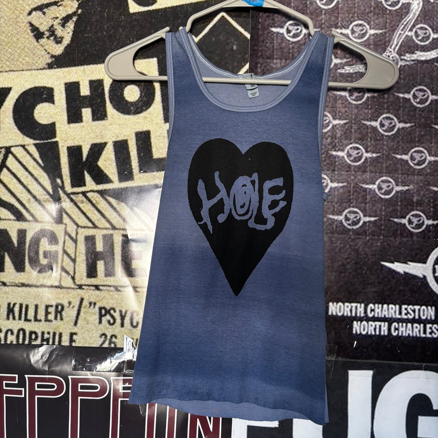 Hole blue ribbed tank top SM/MED