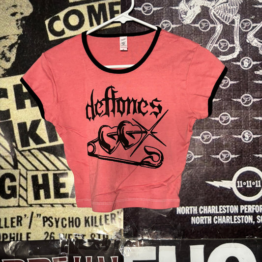deftones pin red crop ringer baby tee SM/MED (ready)