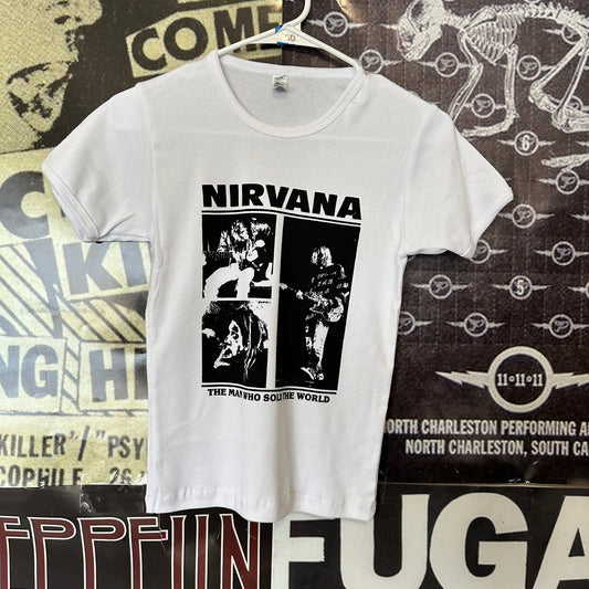 Nirvana white long baby tee