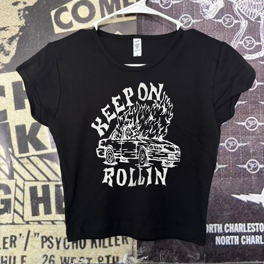 Rollin black crop baby tee