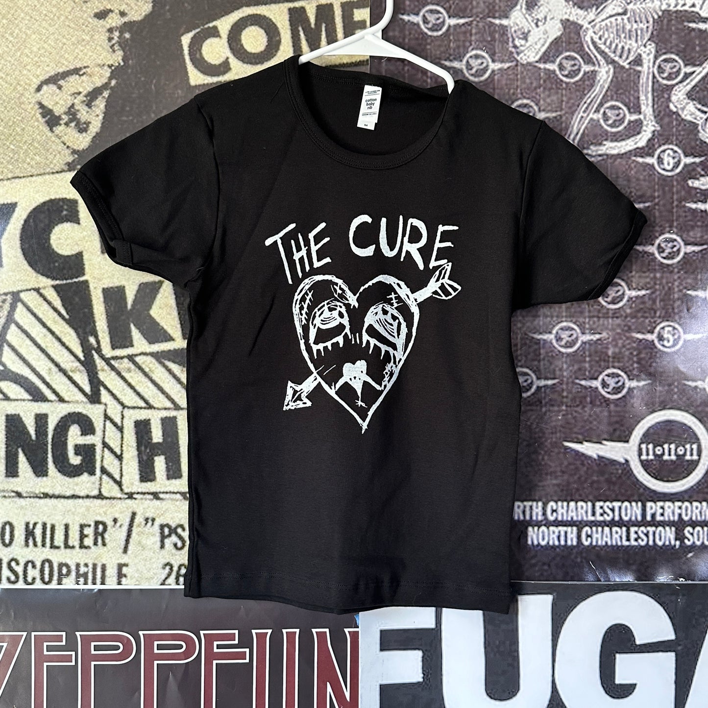 The cure heart black long baby tee