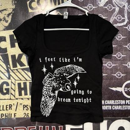 Twin peaks black square neck baby tee