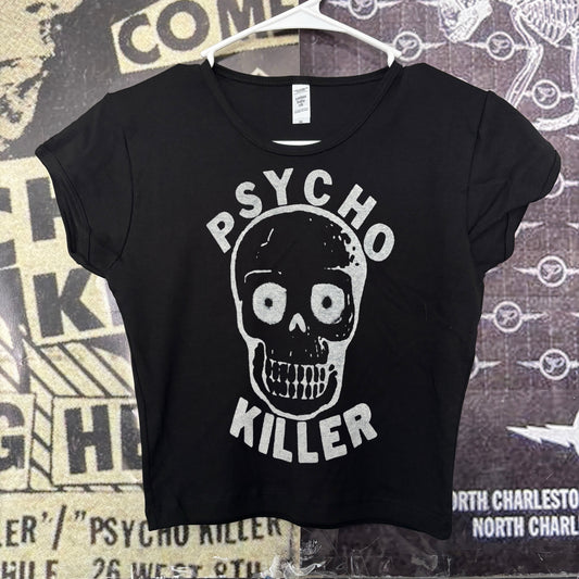 Psycho killer black crop baby tee