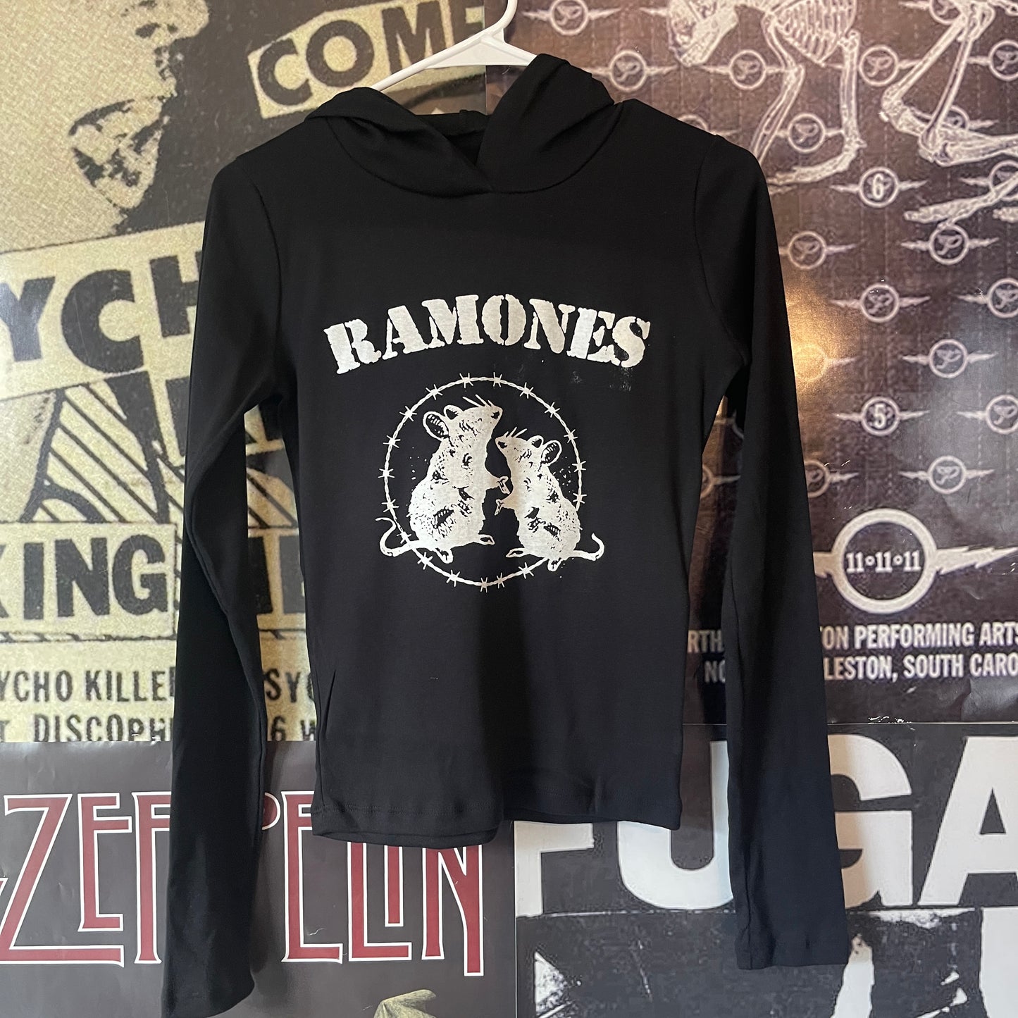 Ramones black hooded baby style long sleeve SM/MED