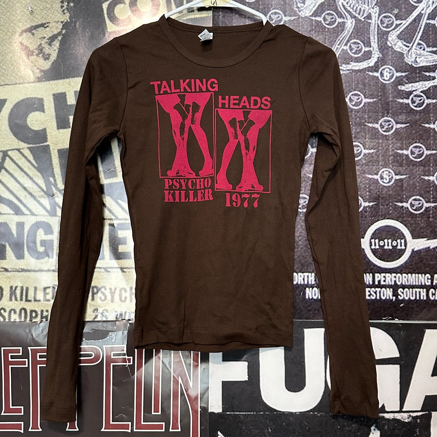 Talking heads brown/red baby long sleeve