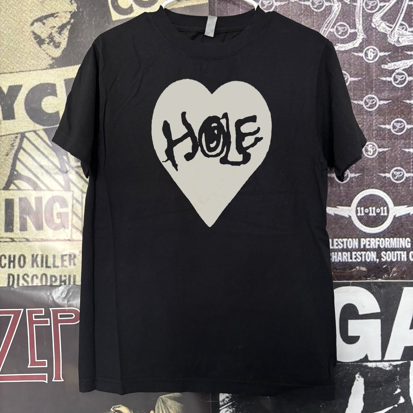 Hole heart black full size tee