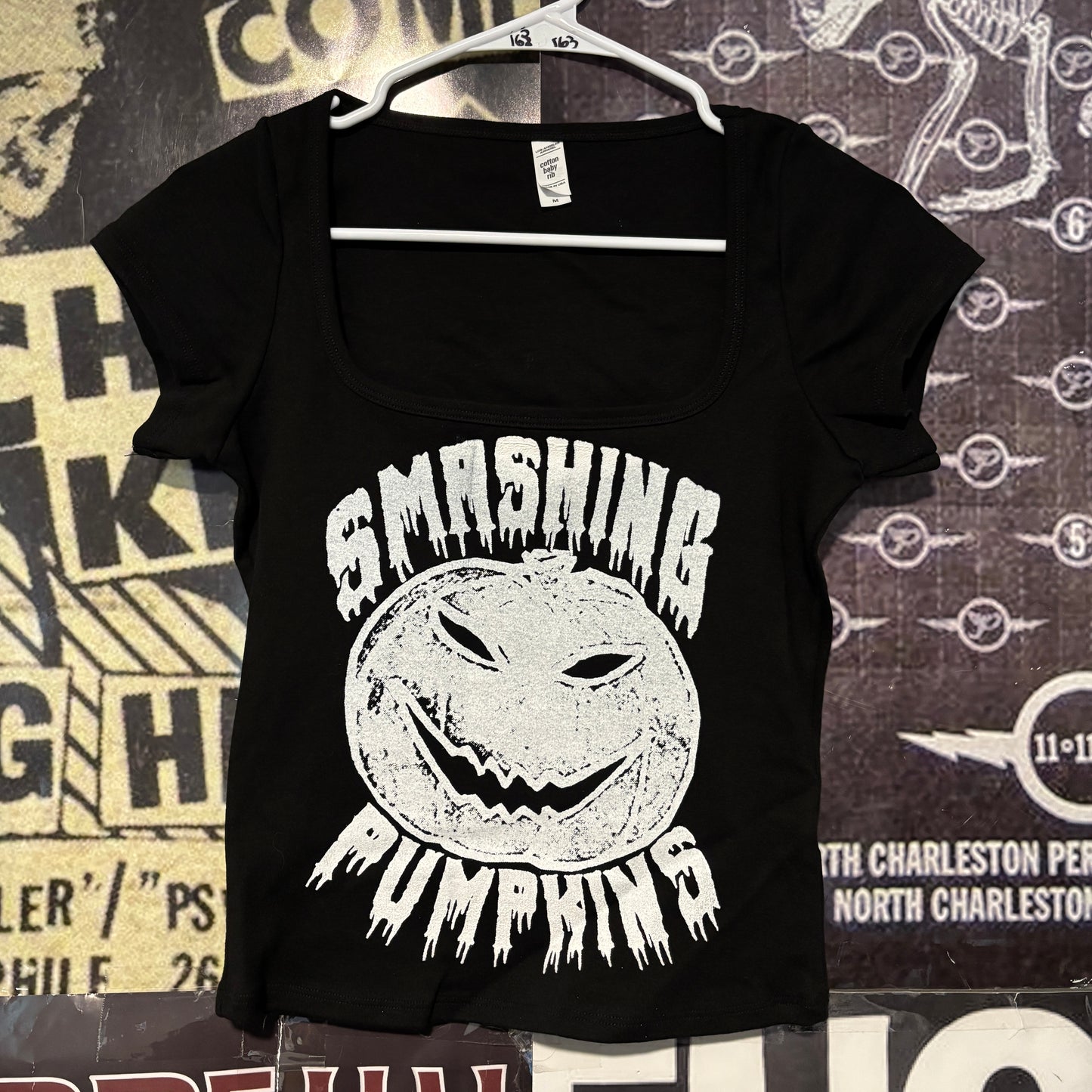 Smashing pumpkins black square neck baby tee