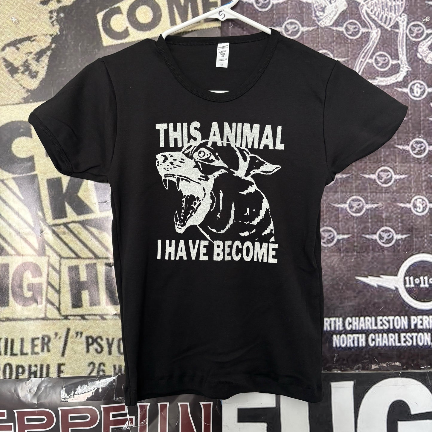 Animal become black long baby tee