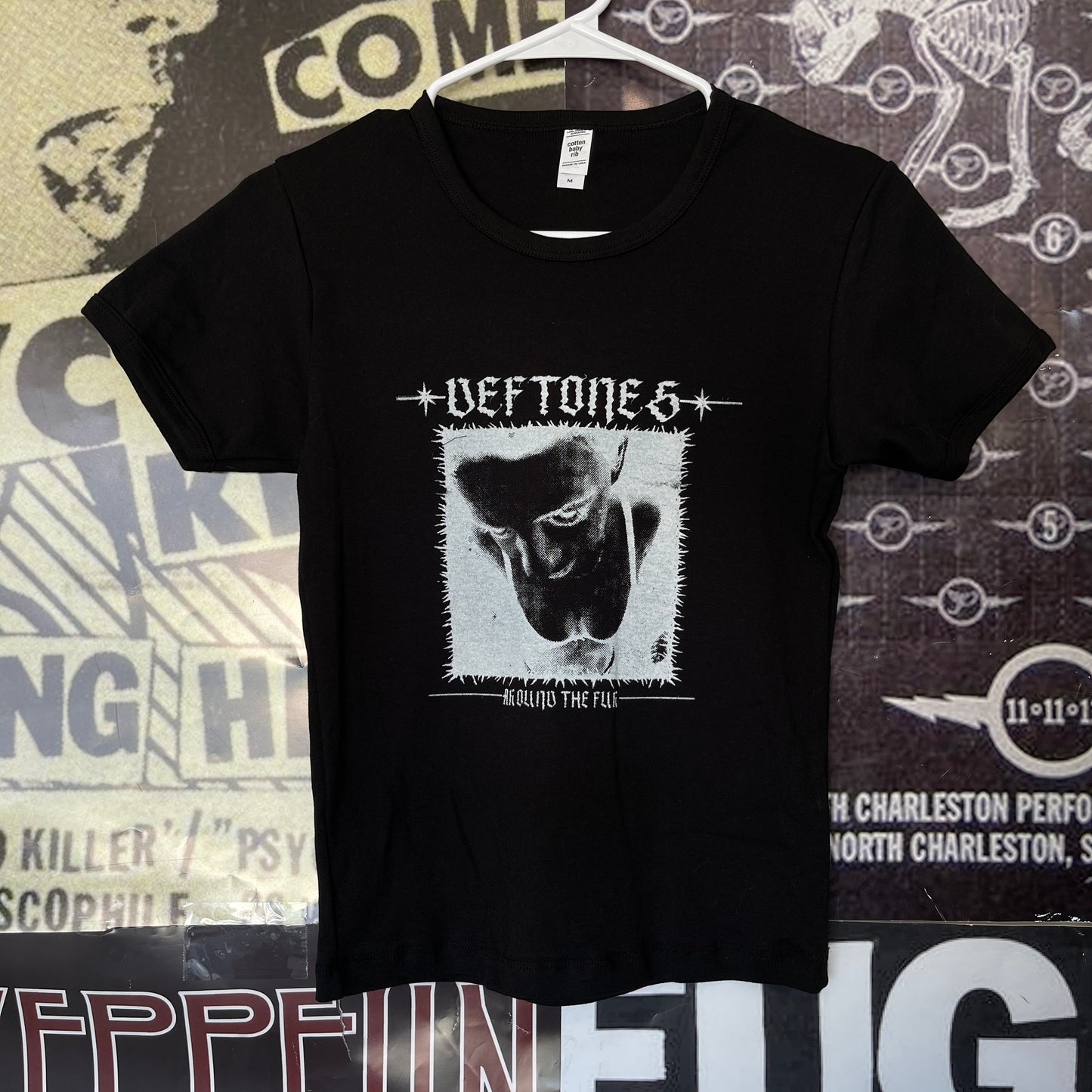 Deftones black long baby tee