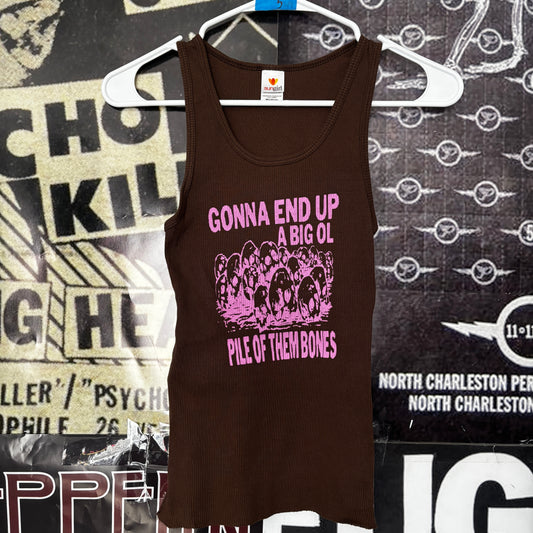 Bones brown/pink ribbed tank