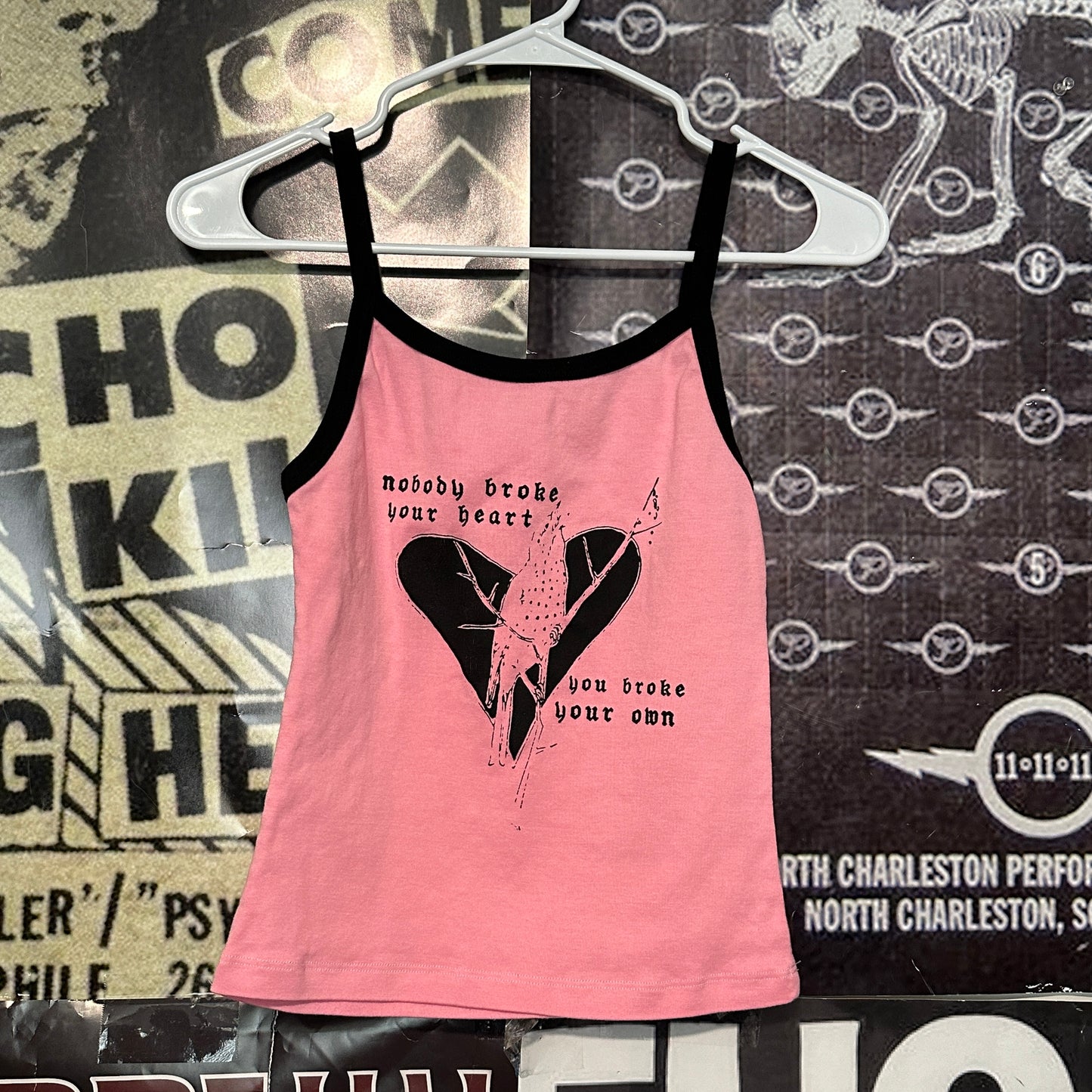 Elliott smith Broke heart pink/black ringer baby tank