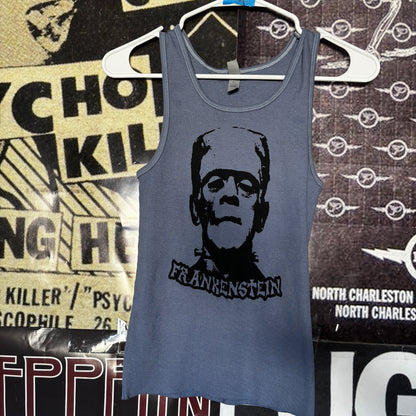 Frankenstein blue ribbed tank top SM/MED