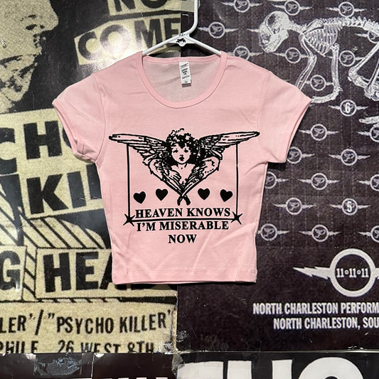 Heaven knows pink crop baby tee XS