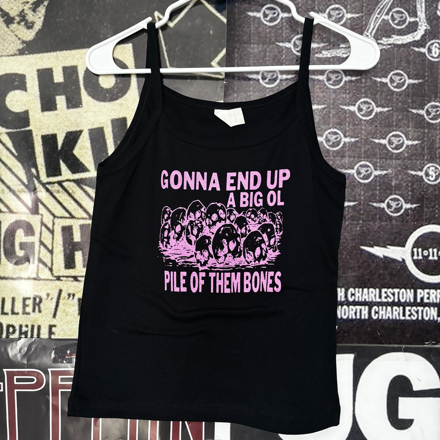 Bones black/pink baby tank MED/LAR