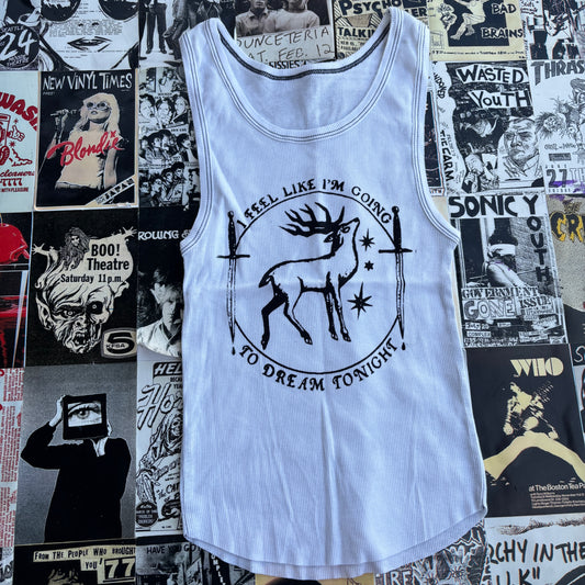 Twin peaks white ribbed tank SM/MED