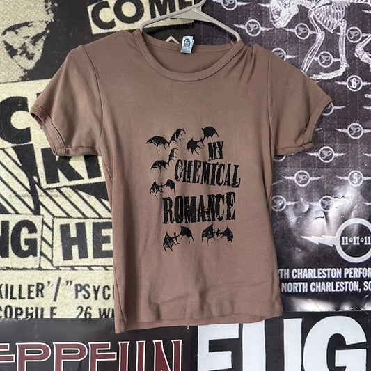 My chemical romance brown long baby tee XS/SM