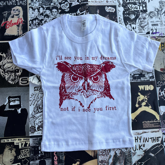 Twin peaks white/red baby tee XS