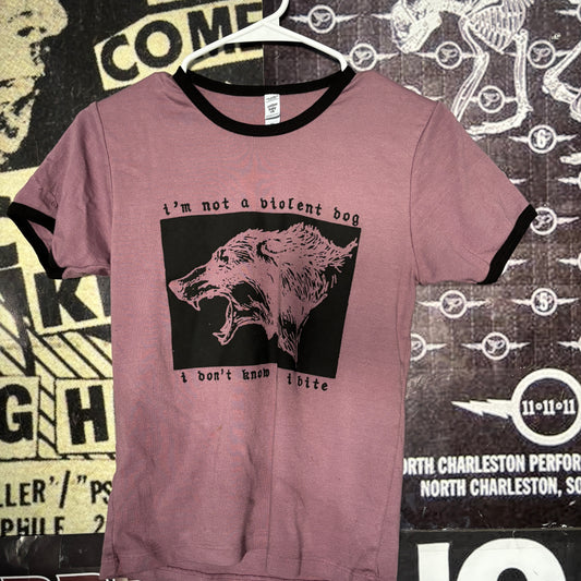 violent dog maroon long ringer baby tee LAR/XLAR (ready)