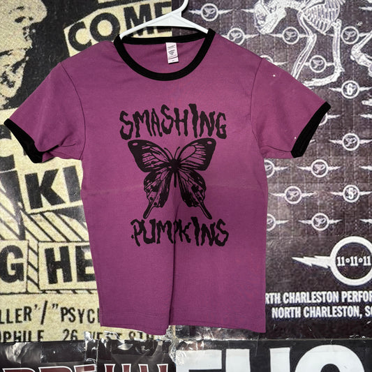 smashing pumpkins purple long ringer baby tee SM/MED (ready)