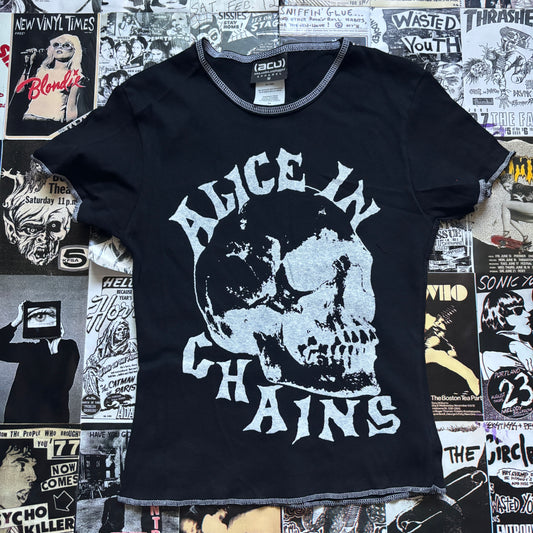 Alice in chains black/white baby tee