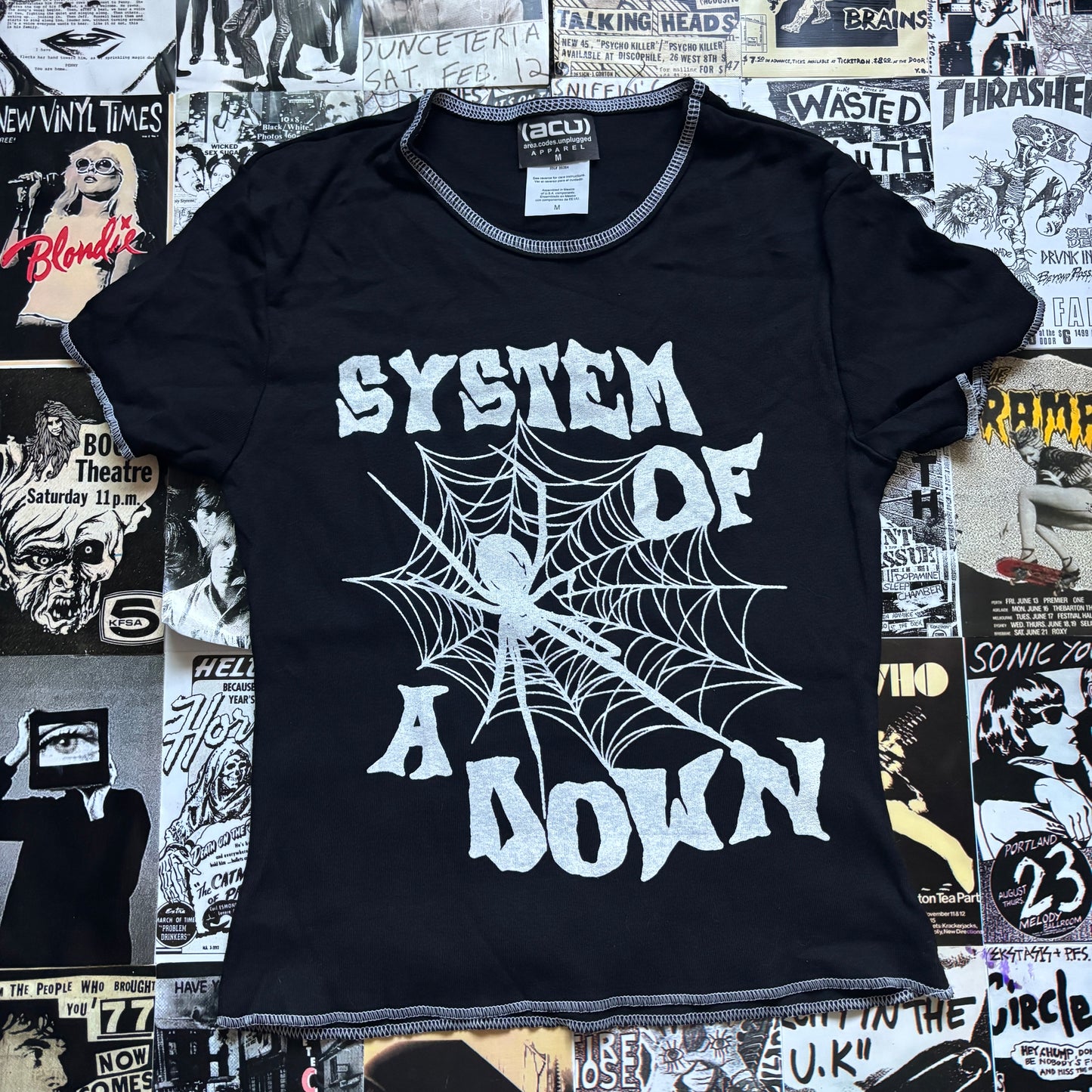 System of a down black/white baby tee