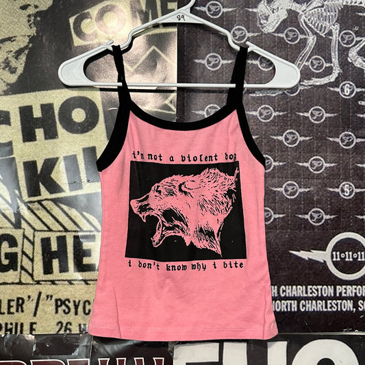 Violent dog pink/black ringer baby tank