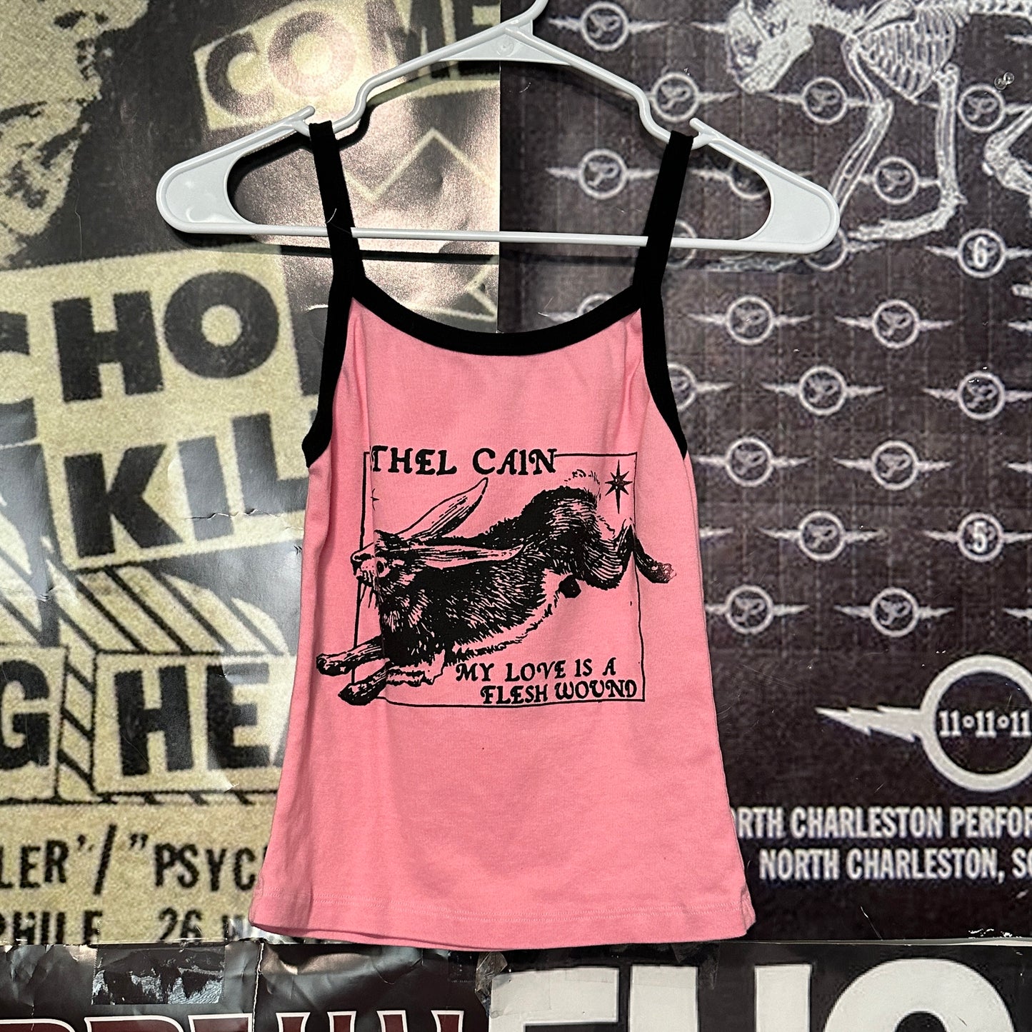 Ethel Cain pink/black ringer baby tank