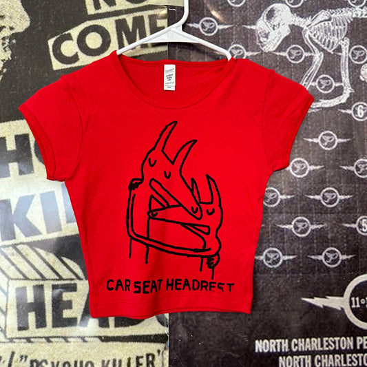 Car seat headrest red baby tee XS