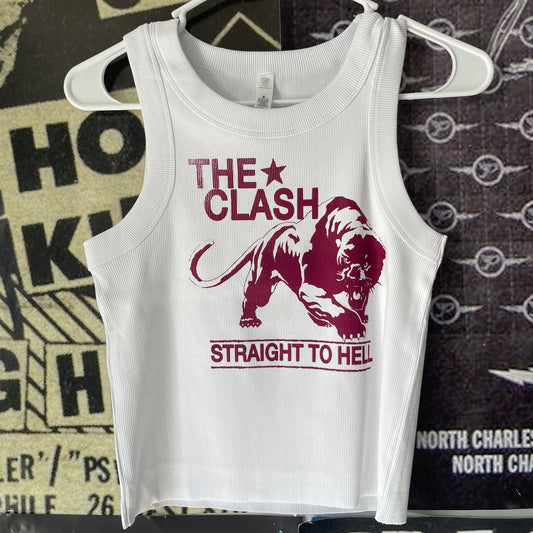 The clash white/red crop tank