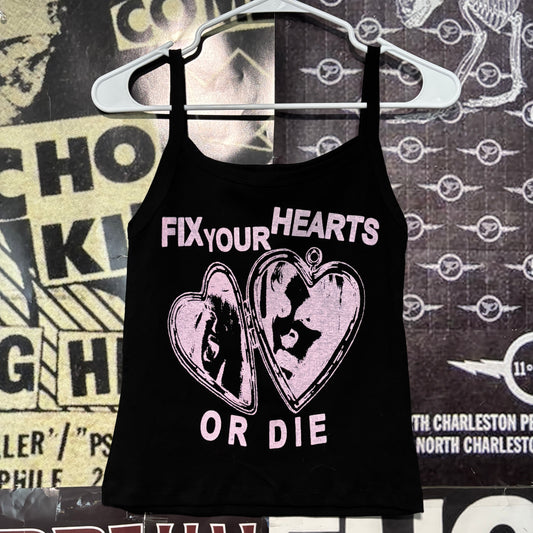 Twin peaks heart black/pink baby tank