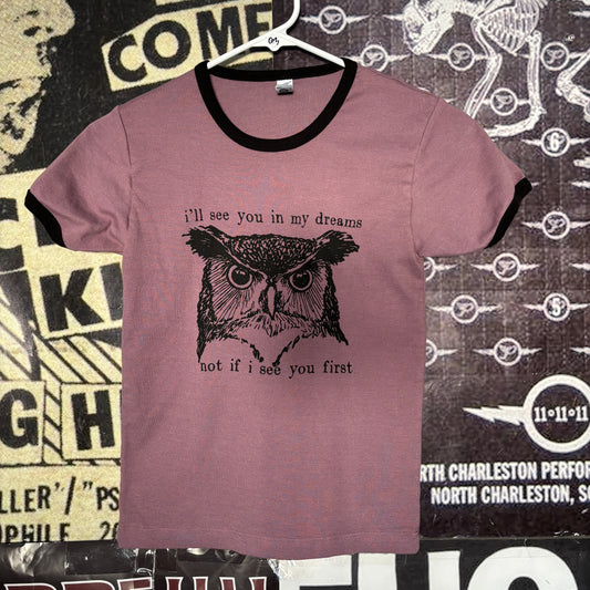 in my dreams maroon long ringer baby tee SM/MED (ready)