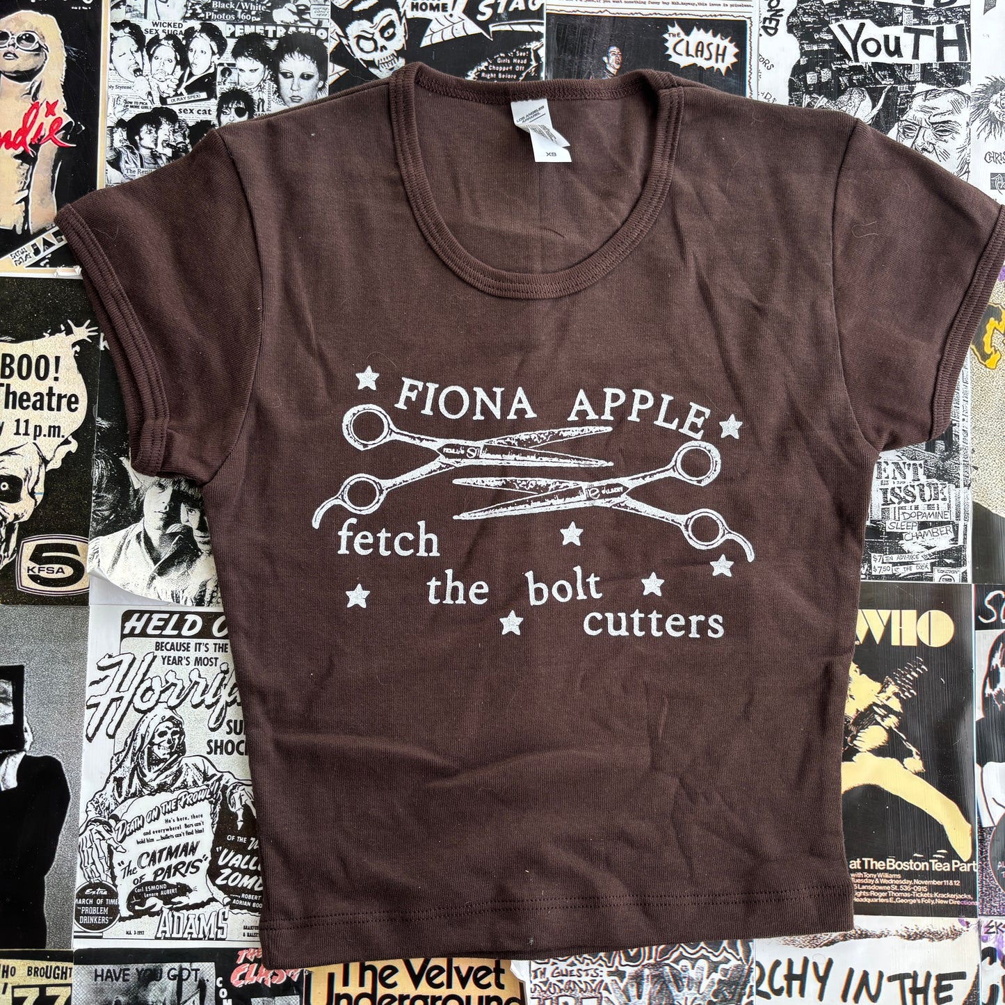 Fiona Apple brown crop baby tee XS