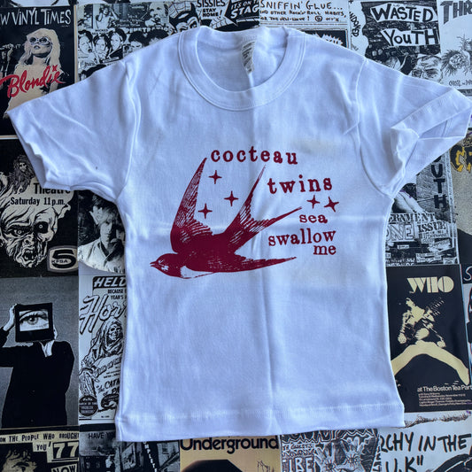 Cocteau twins white/red baby tee XS
