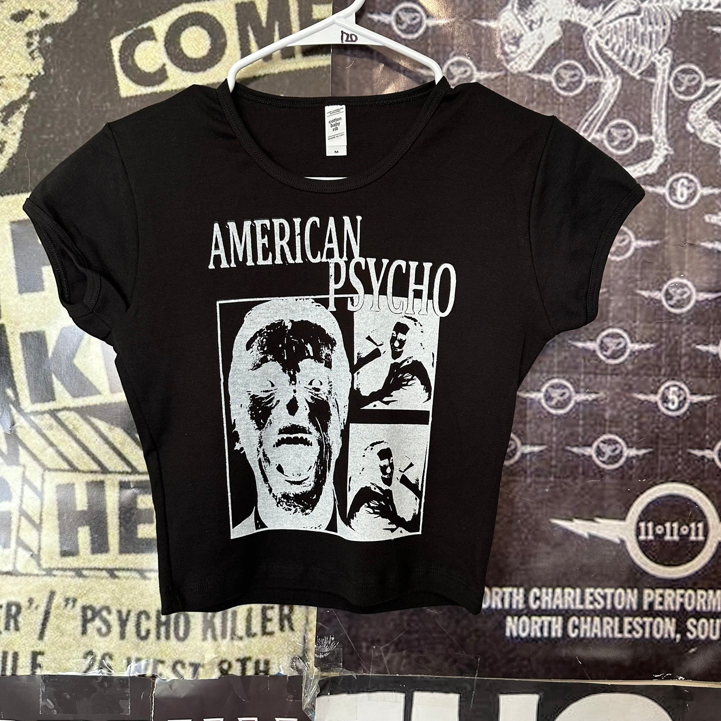 AMERICAN PSYCHO BLACK CROP BABY TEE