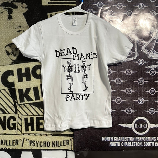 Dead man’s party white long baby tee