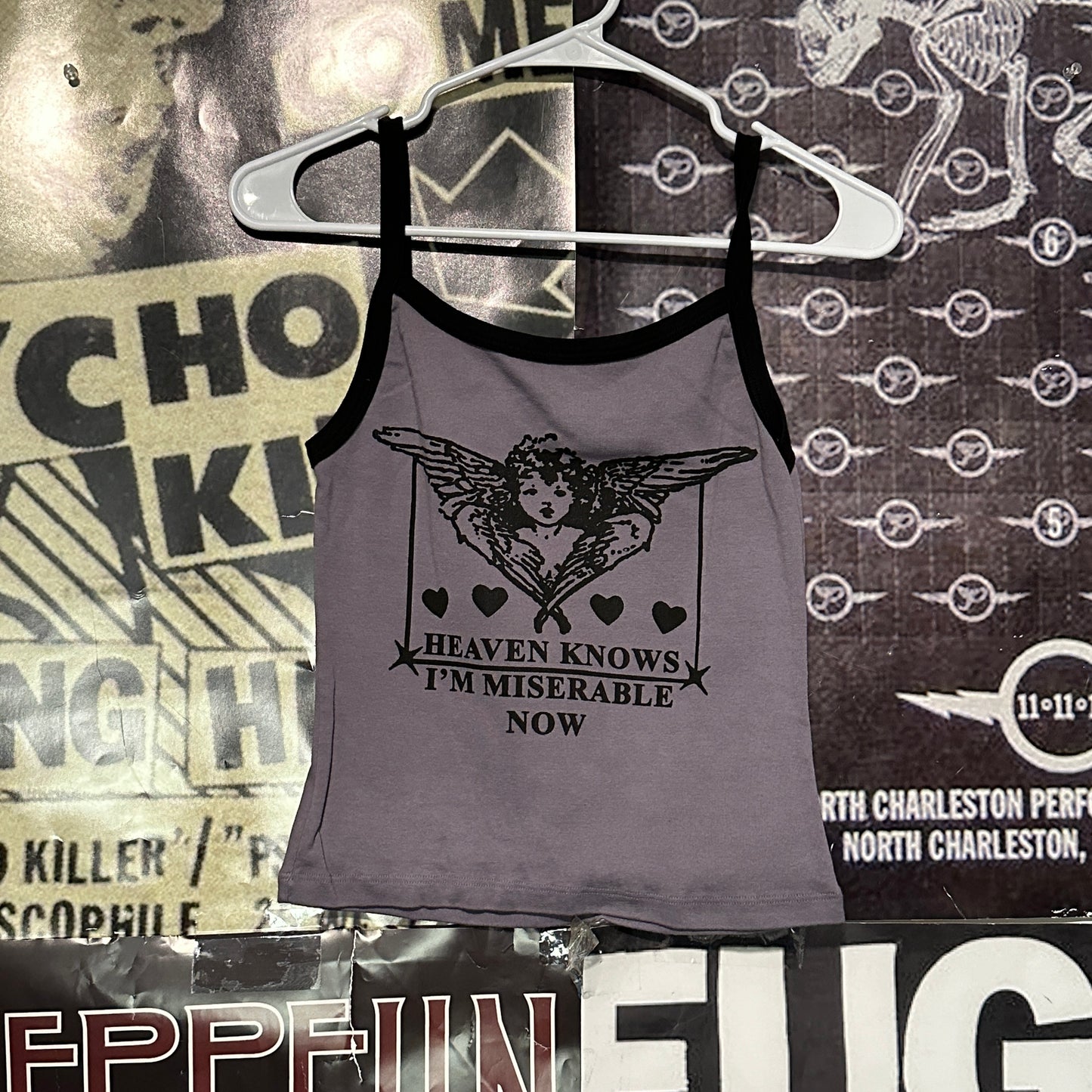 Heaven knows purple/black ringer baby tank