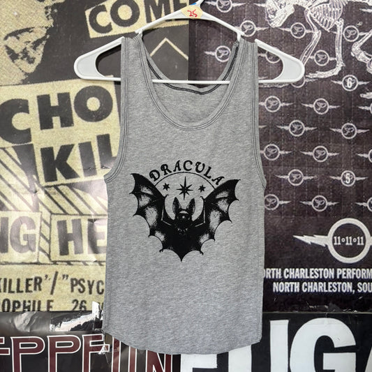 Dracula grey/black ribbed tank SM/MED