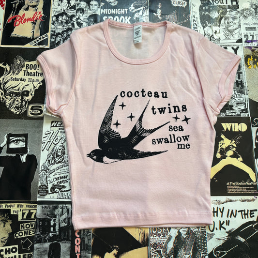 Cocteau twins pink/black baby tee XS