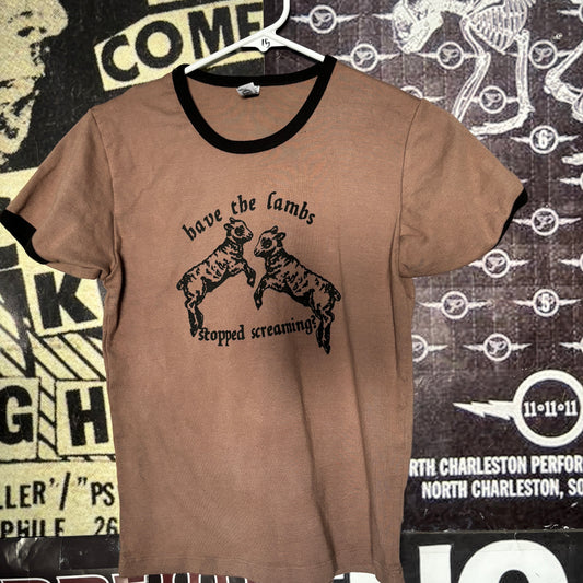 the lambs brown long ringer baby tee LAR/XLAR (ready)