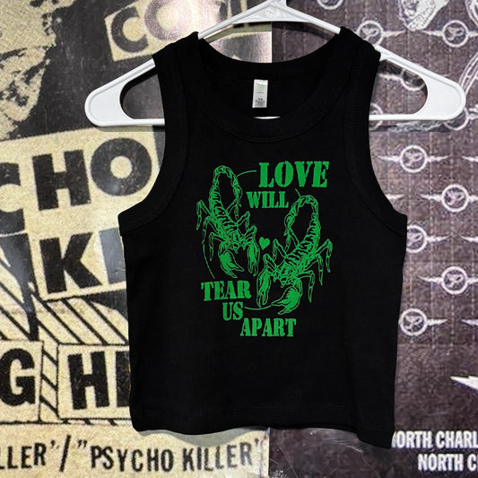 Joy division black/green rib crop tank
