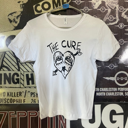 The cure heart long white baby tee