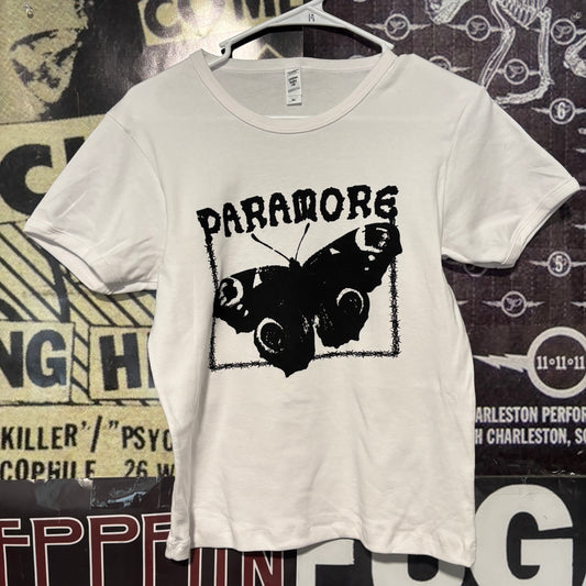 Paramore long white baby tee