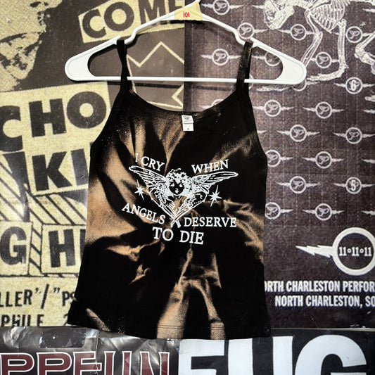 System down angels black acid wash baby tank