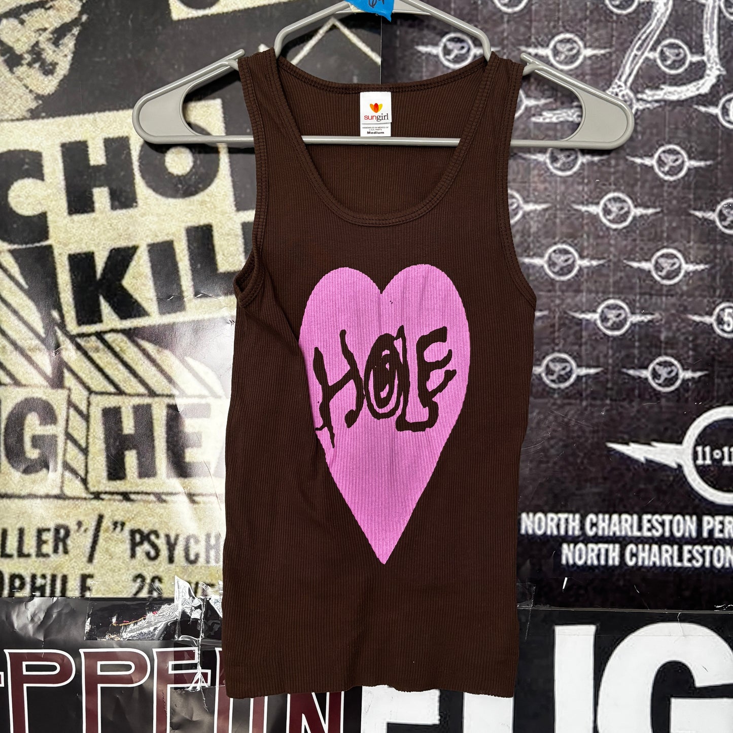 Hole brown/pink ribbed tank