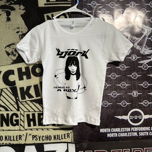 Bjork white long baby tee