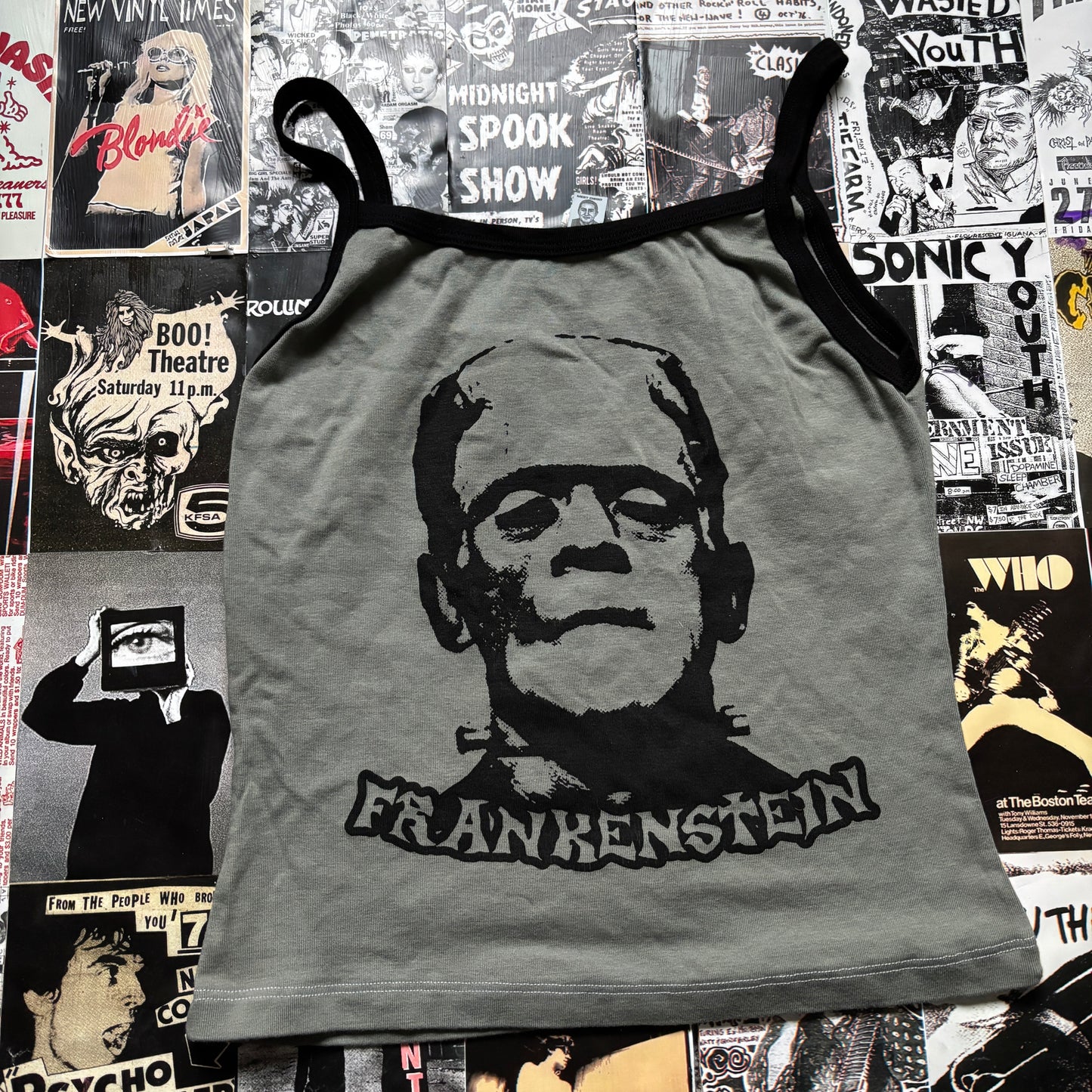 Frankenstein olive/black tank LAR