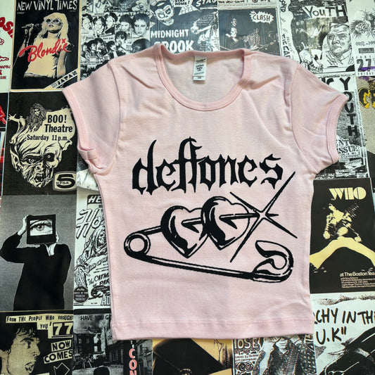 Deftones pink/black baby tee XS